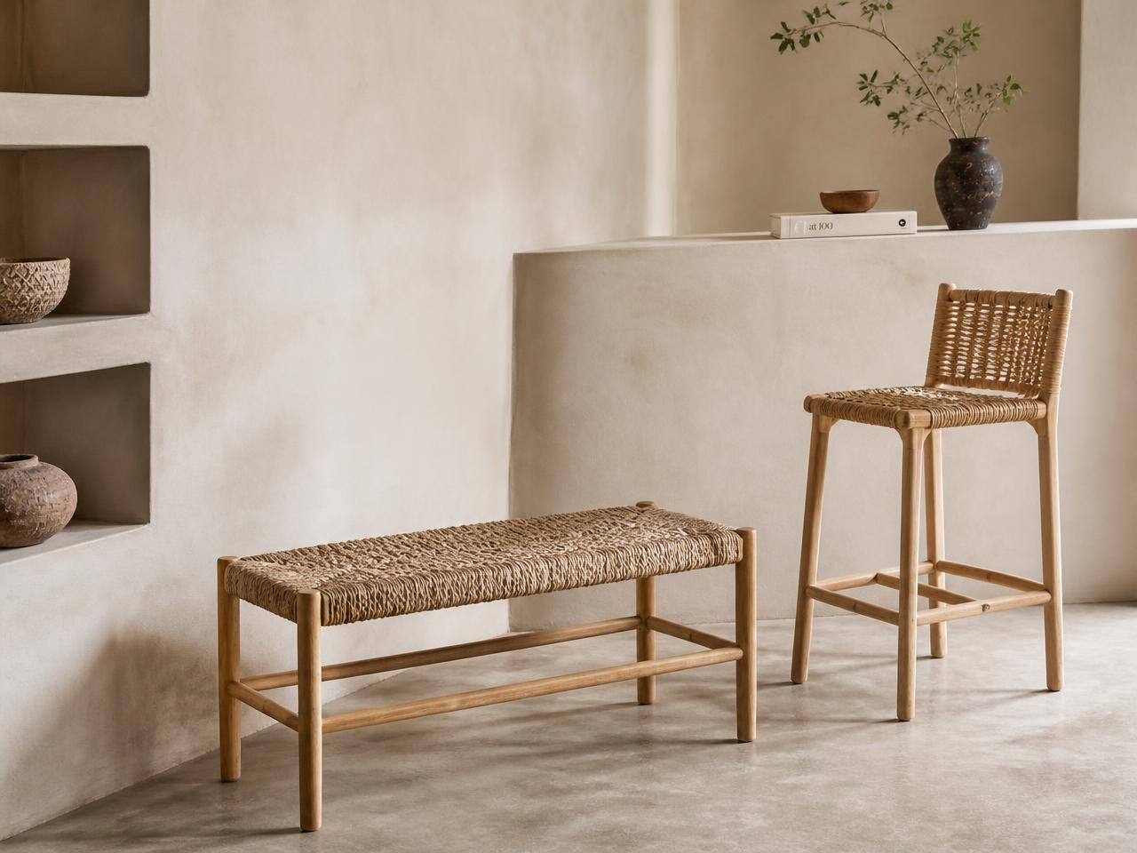 Talun rattan and fibre bench